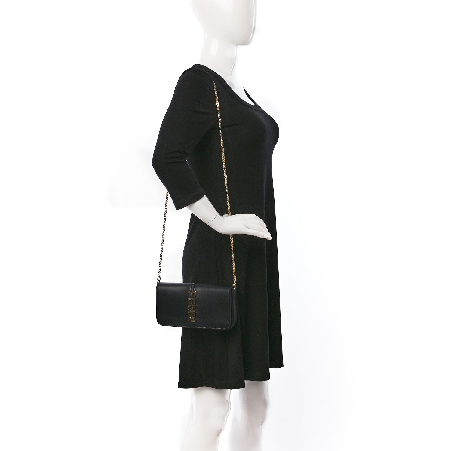 Fendi Vitello Grace Matte Fendigraphy Wallet On Chain Black 2 of 11