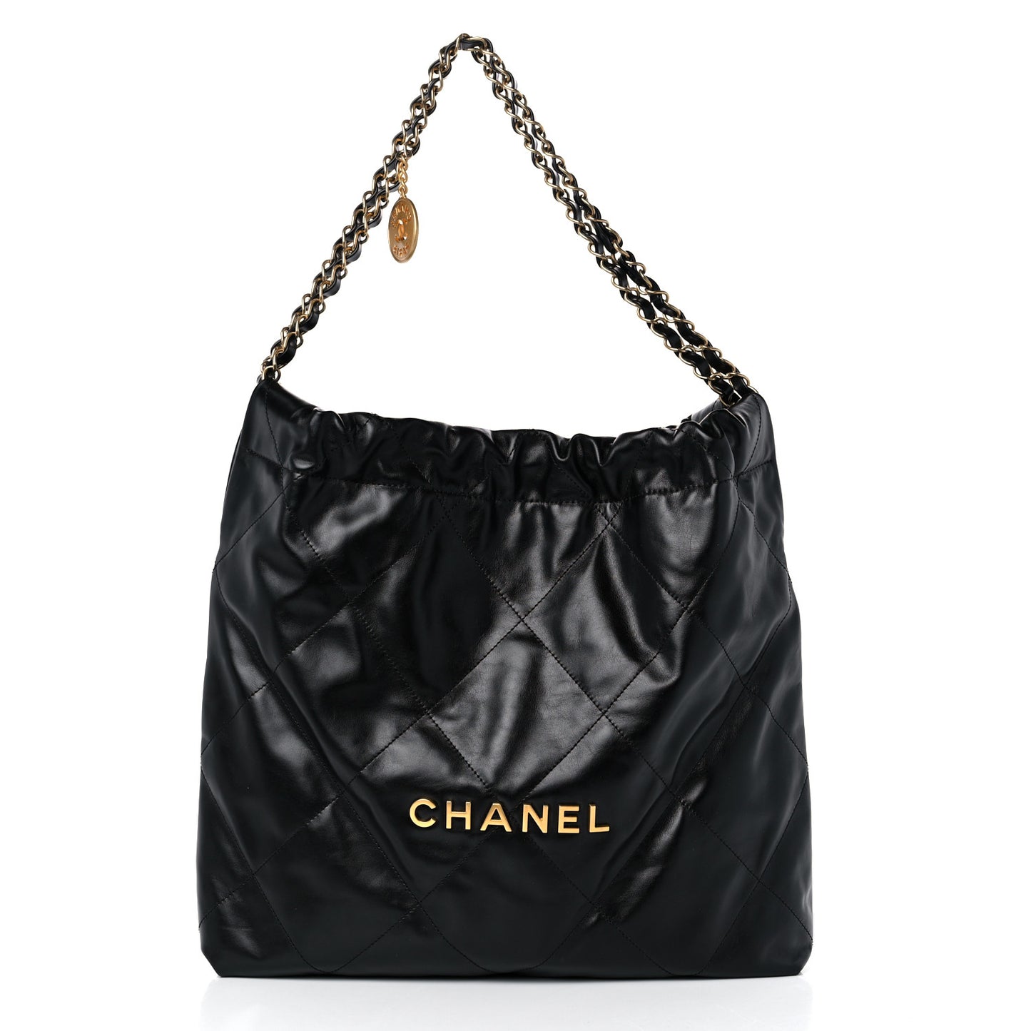 Shiny Calfskin Quilted Chanel 22 Black