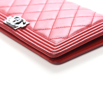 Chanel Lambskin Quilted Boy Yen Wallet Red 9 of 10