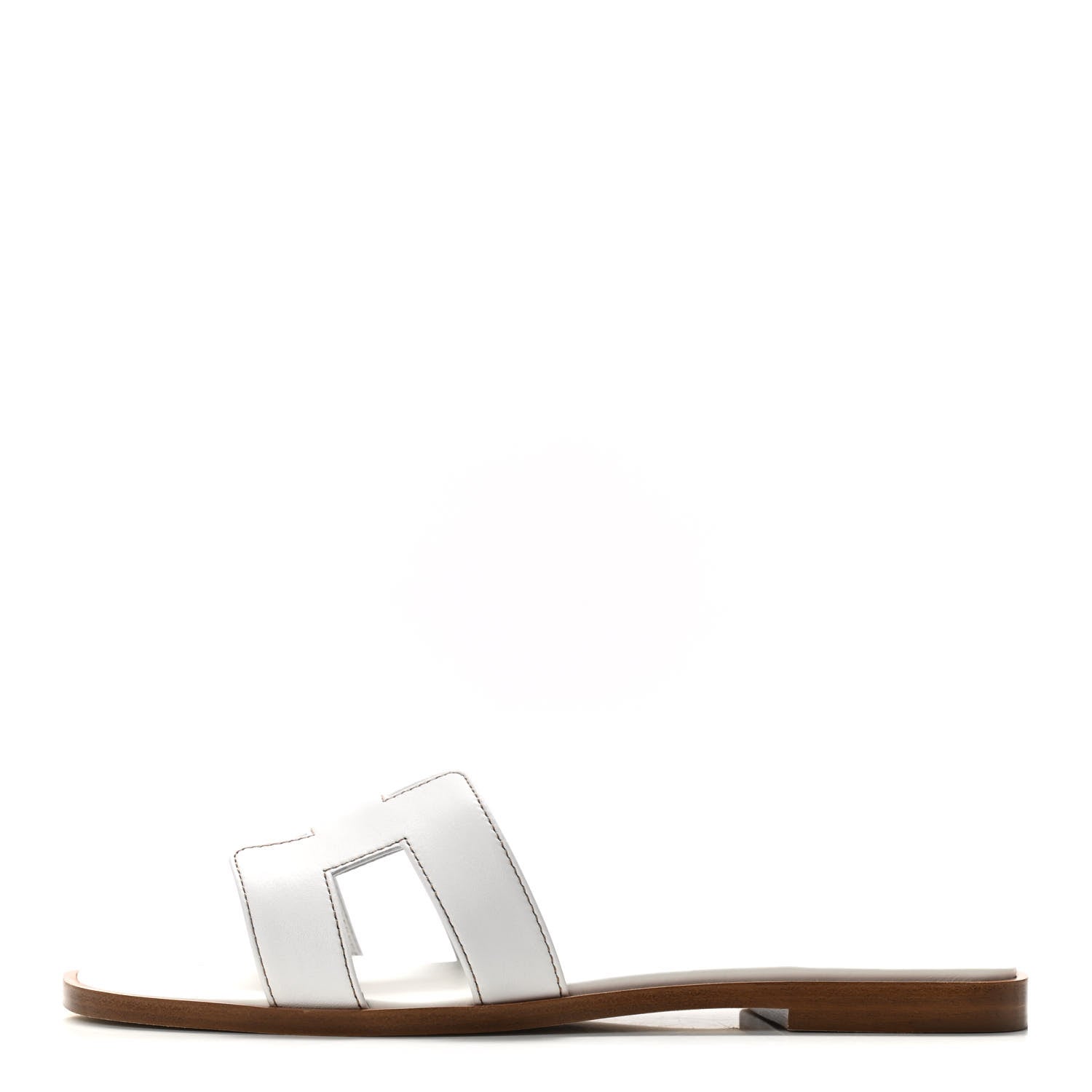 Hermes Box Calfskin Oran Sandals 37.5 White 1 of 8