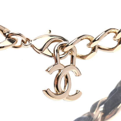 Chanel Metal Lambskin Chain CC Choker Necklace Black Gold 6 of 7