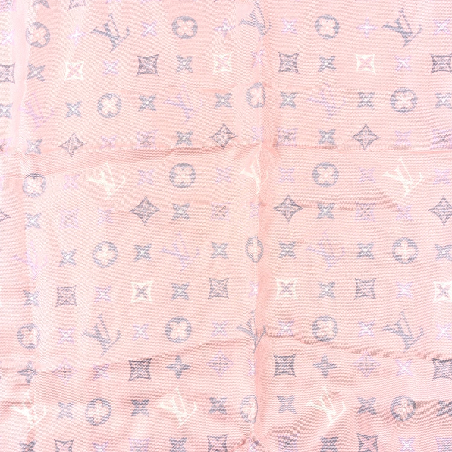 Louis Vuitton Silk Monogram Square Scarf Light Pink 2 of 3
