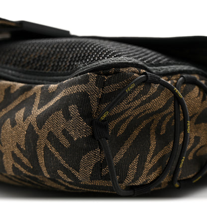 Fendi X SARAH COLEMAN Fabric Jacquard Vitello Grace FF Vertigo Woven Lanyard Large Baguette Tobacco Moro Black 10 of 11