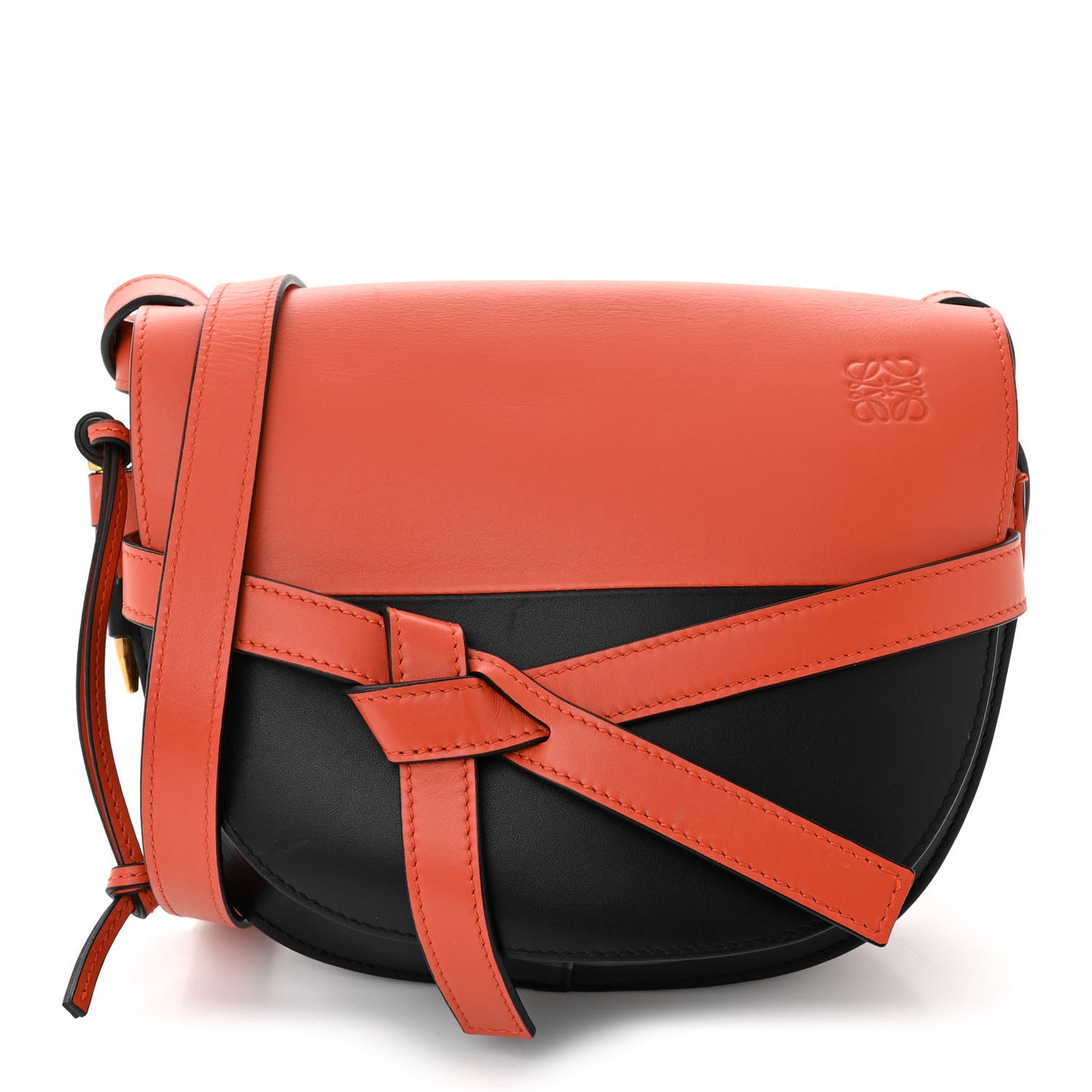 Calfskin Small Gate Crossbody Bag Orange Black