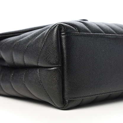 Saint Laurent Grain de Poudre Calfskin Y Quilted Monogram Small Loulou Chain Satchel Black 7 of 9