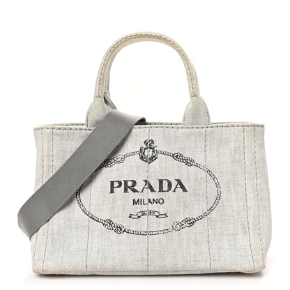Prada Denim Small Logo Tote Bianco 1 of 9