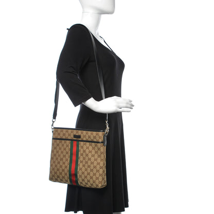 Gucci GG Monogram Web Flat Messenger Bag Black 2 of 9