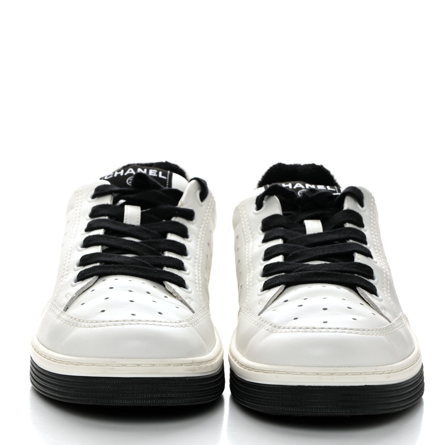 Chanel Calfskin Womens Logo Sneakers 40.5 White Black 2 of 9