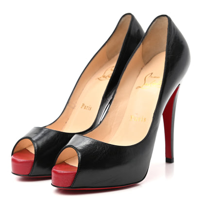 Christian Louboutin Kid Very Prive 120 Pumps 36.5 Black Red 3 of 11