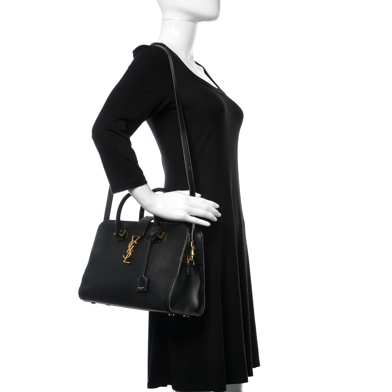 Saint Laurent Smooth Calfskin Small Monogram Cabas Black 2 of 15