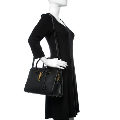 Saint Laurent Smooth Calfskin Small Monogram Cabas Black 2 of 15
