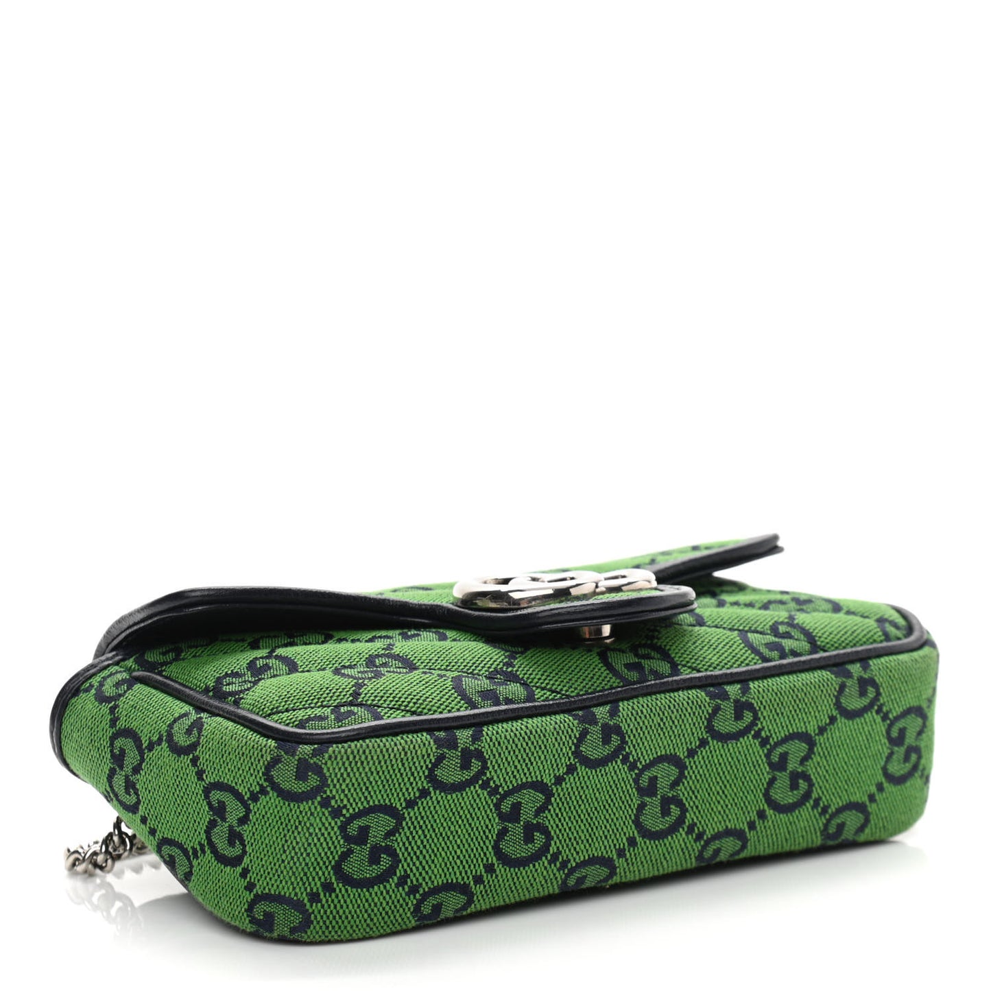 Monogram Multicolor Matelasse Diagonal Super Mini GG Marmont Shoulder Bag Green Blue