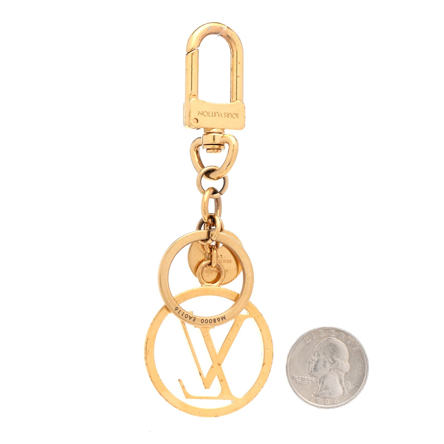 Louis Vuitton Metal LV Circle Bag Charm Key Holder Gold 2 of 6