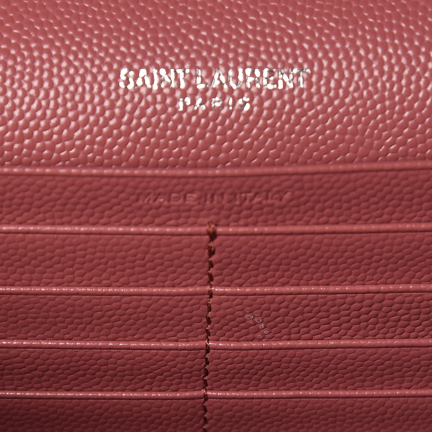 Saint Laurent Grain De Poudre Matelasse Chevron Monogram Chain Wallet Mystic Rose 7 of 13