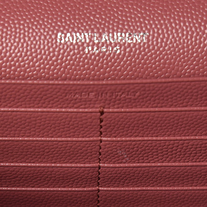 Saint Laurent Grain De Poudre Matelasse Chevron Monogram Chain Wallet Mystic Rose 7 of 13