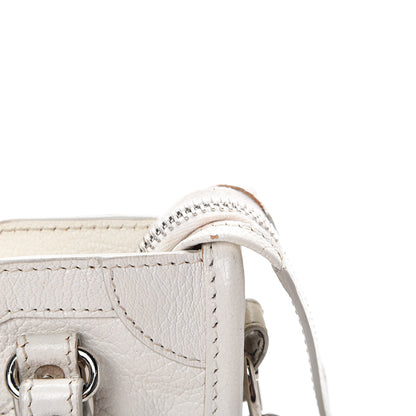 Balenciaga Chevre Silver Metallic Edge Hardware Nano City White 7 of 17