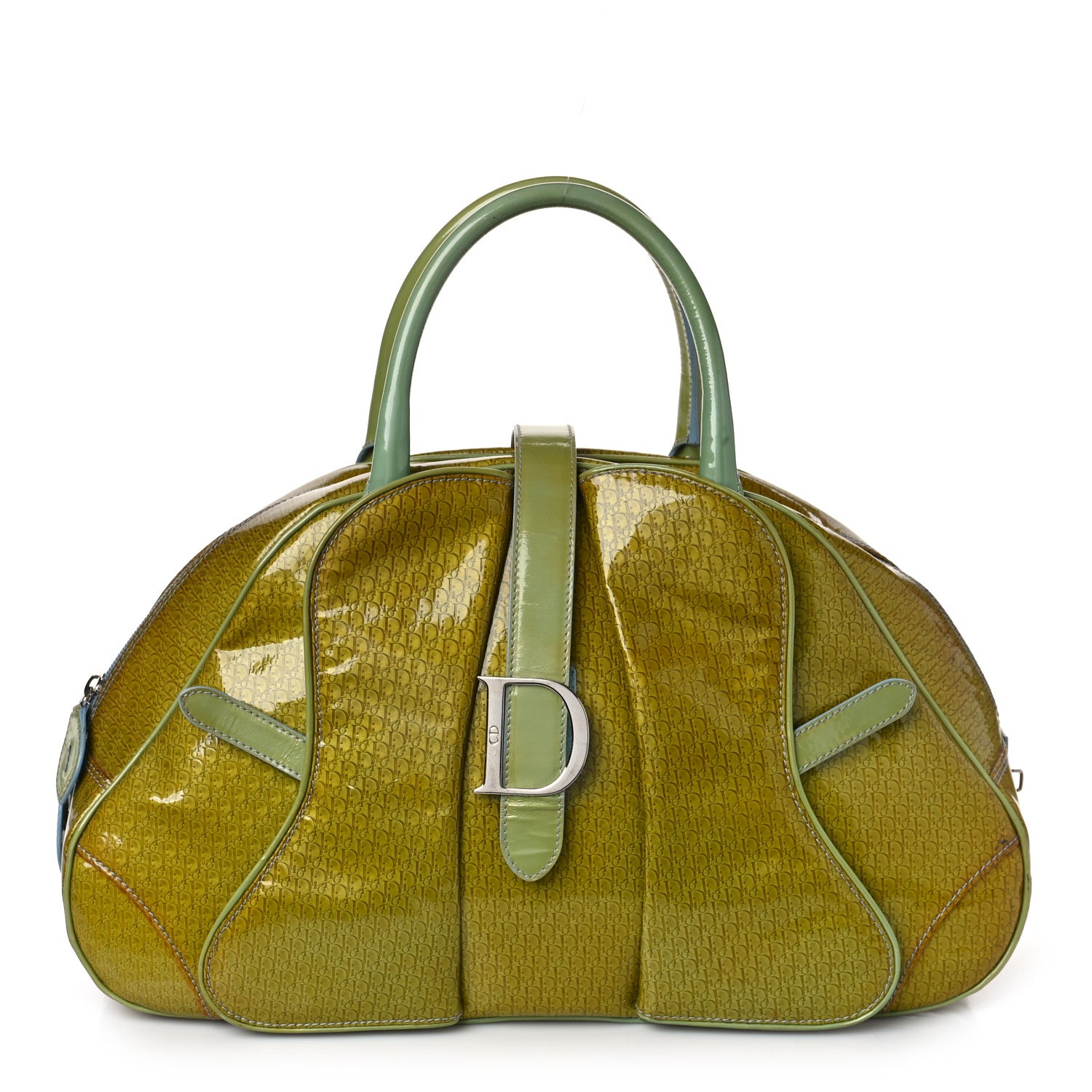 Christian Dior Patent Diorissimo Saddle Bowler Green 1 of 10