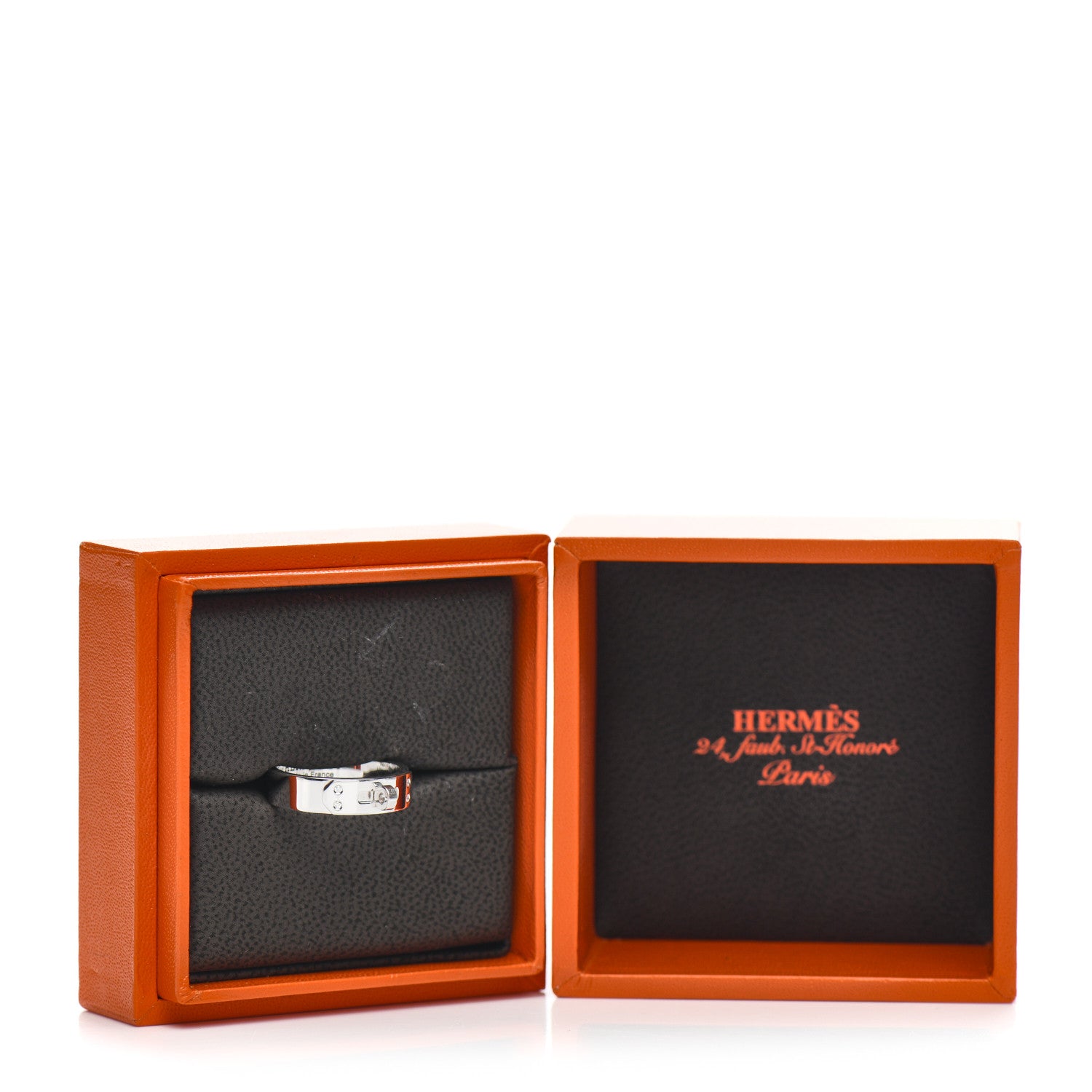 Hermes 18K White Gold Diamond PM Kelly Ring 54 6.75 5 of 5