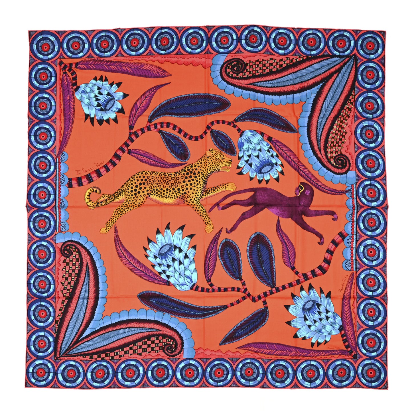 Cashmere Silk The Savana Dance Shawl 140 Vermillion Cobalt Violet