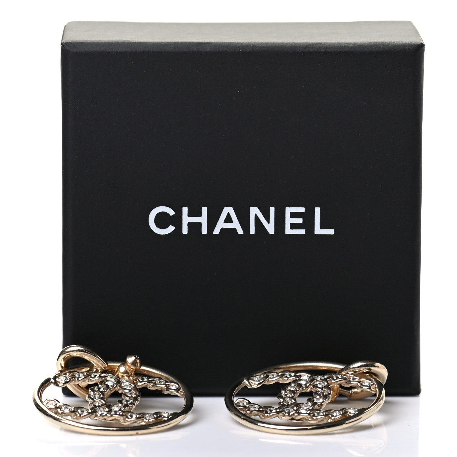 Chanel Baguette Crystal High Society CC Drop Earrings Gold 5 of 5