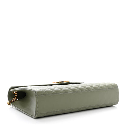 Saint Laurent Grain De Poudre Textured Mixed Matelasse Large Triquilt Monogram Satchel Light Sage 4 of 11