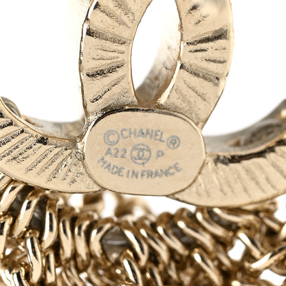 Chanel Metal CC Multi Strand Chain Drop Earrings Gold 4 of 5