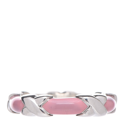 Tiffany Sterling Silver Enamel Signature X Ring 52 6 Pink 1 of 4