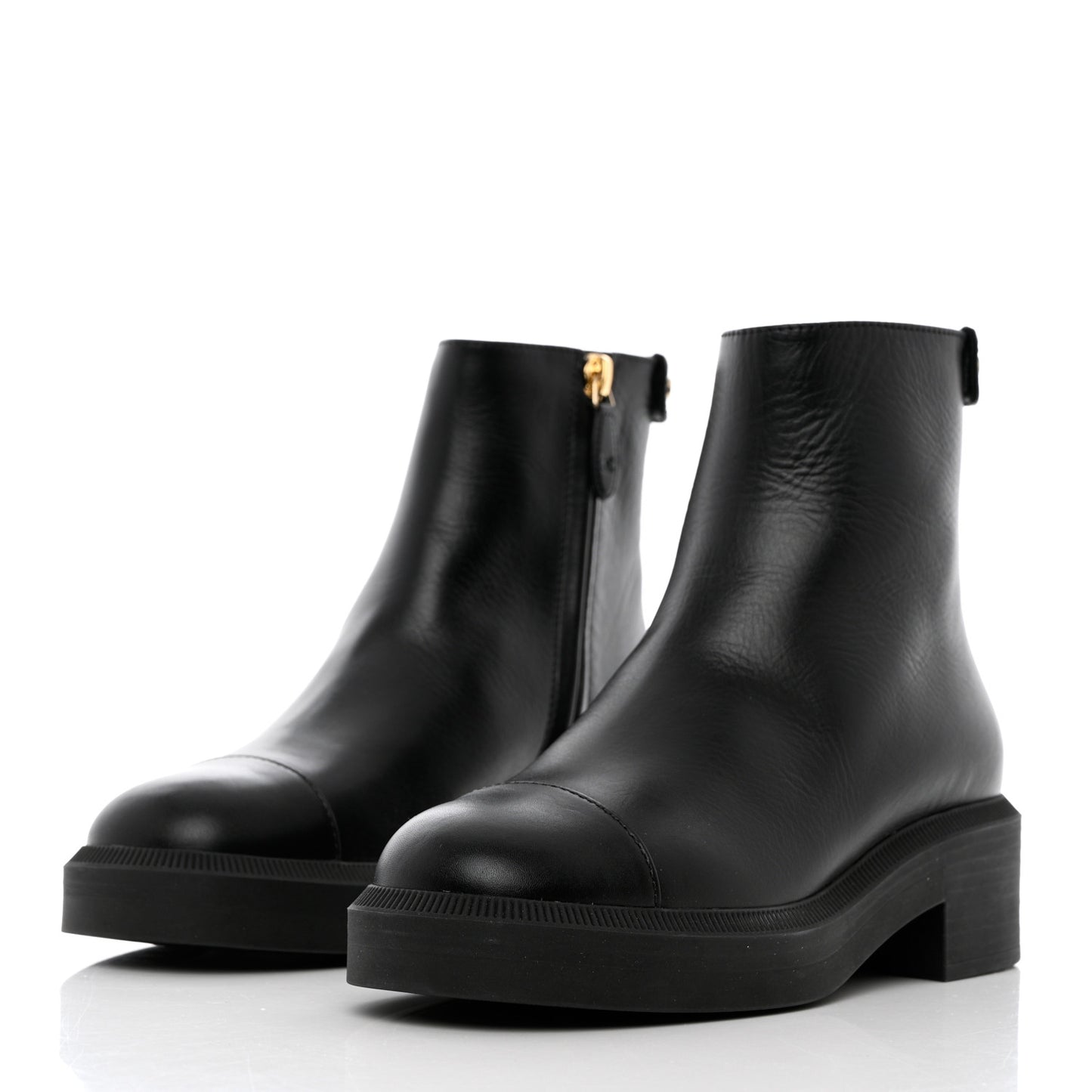Calfskin Logo Boots 35 Black