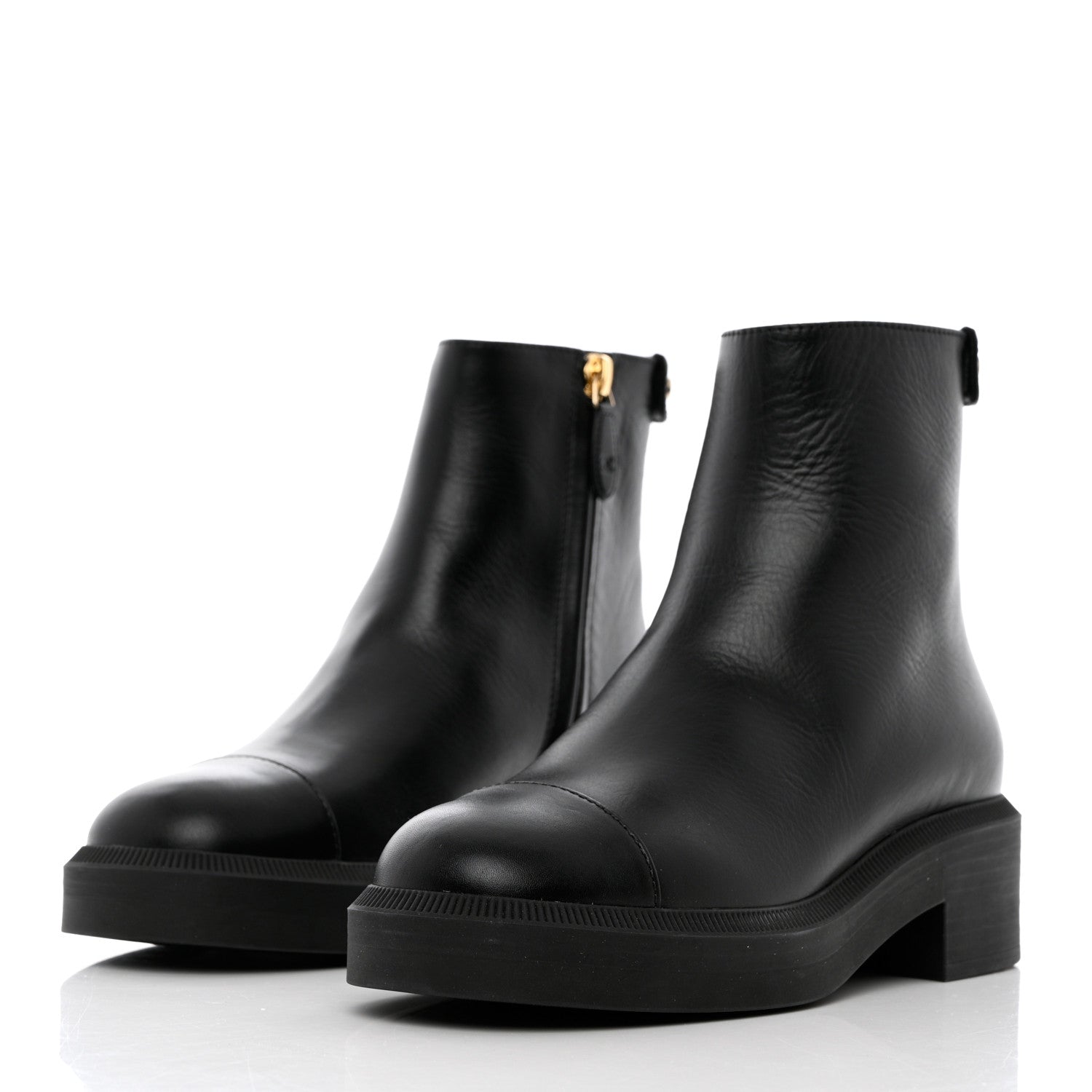 Chanel Calfskin Logo Boots 35 Black 3 of 13