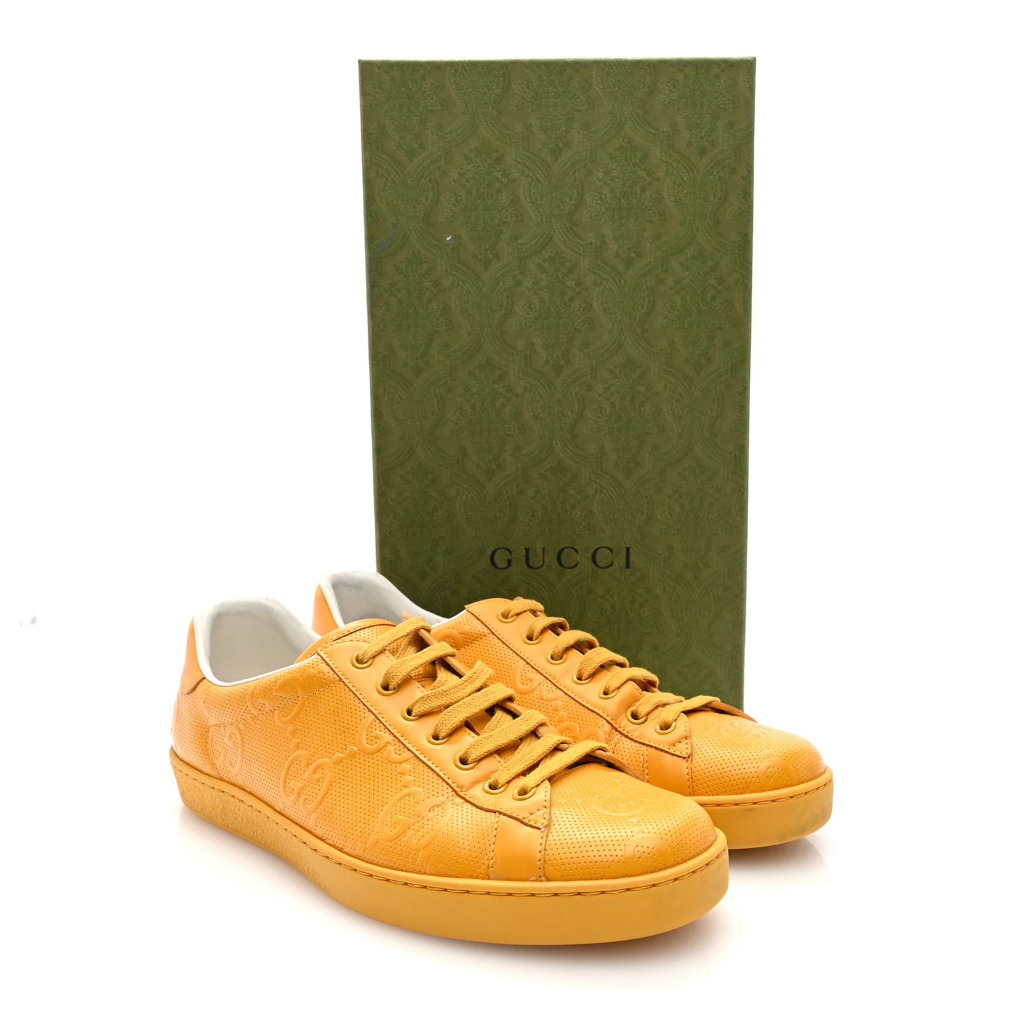 Calfskin GG Tennis Embossed Mens Ace Sneakers 39 Crop