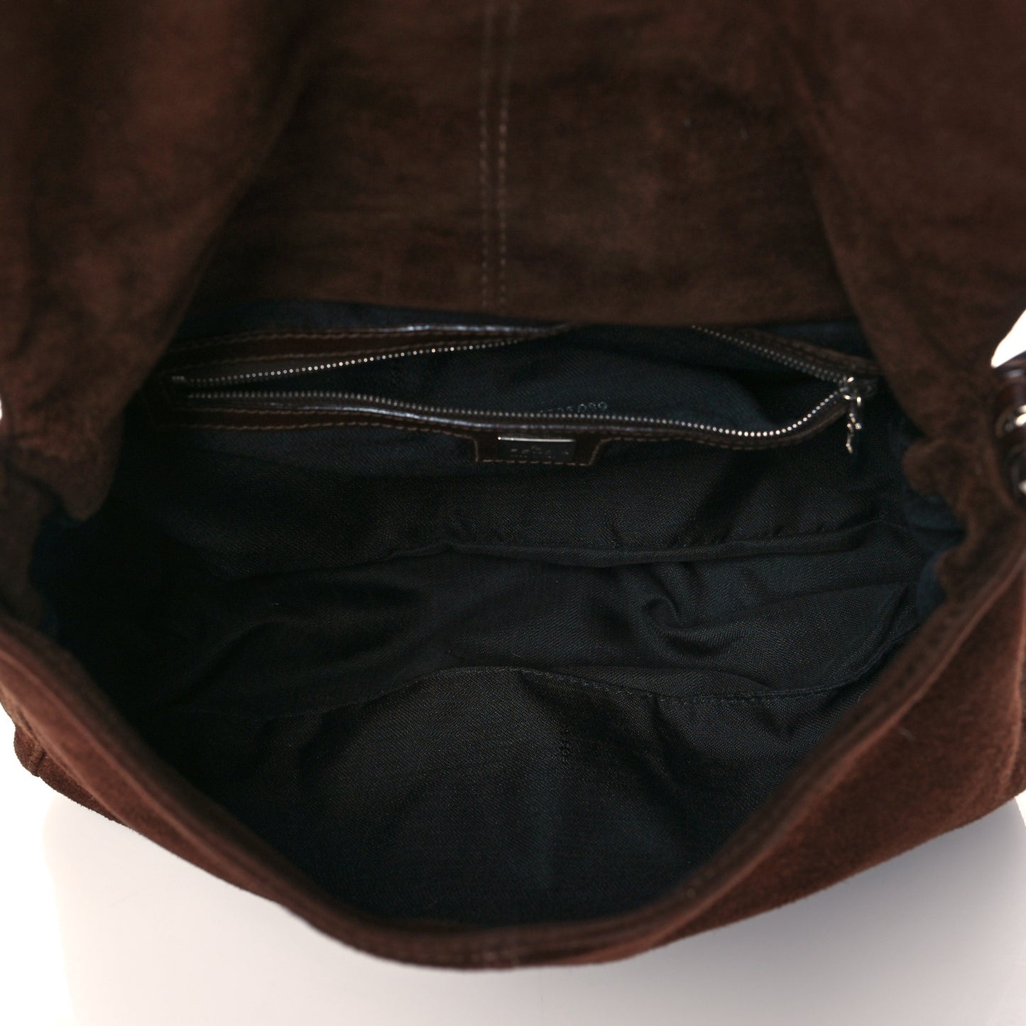 Suede Baguette Hobo Brown