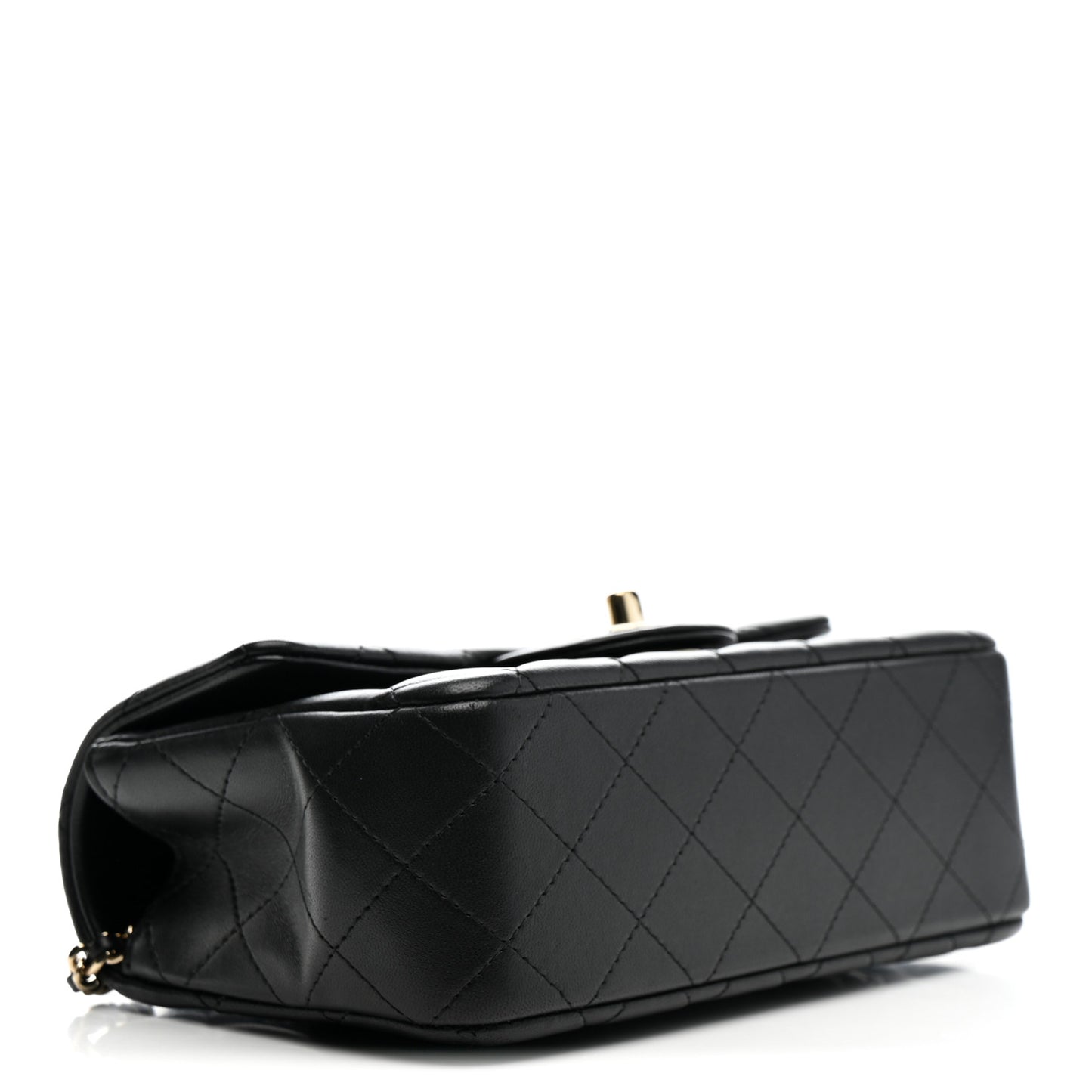 Lambskin Quilted Mini Top Handle Rectangular Flap Black