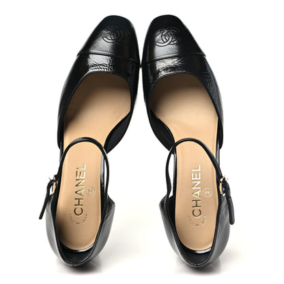 Chanel Shiny Lambskin CC Cap Toe Mary Janes Pumps 40 Black 2 of 10