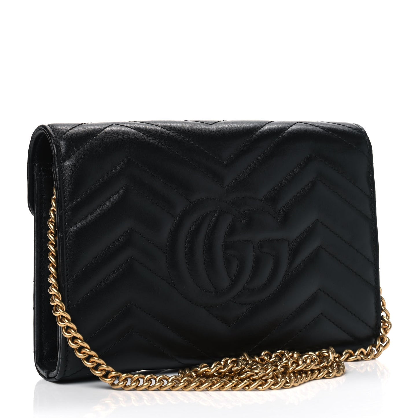 Calfskin Matelasse GG Marmont Chain Wallet Black