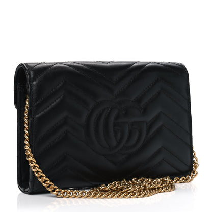 Gucci Calfskin Matelasse GG Marmont Chain Wallet Black 2 of 4