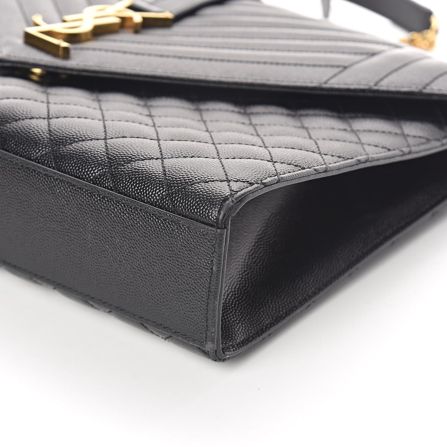 Grain De Poudre Textured Mixed Matelasse Large Triquilt Monogram Satchel Black