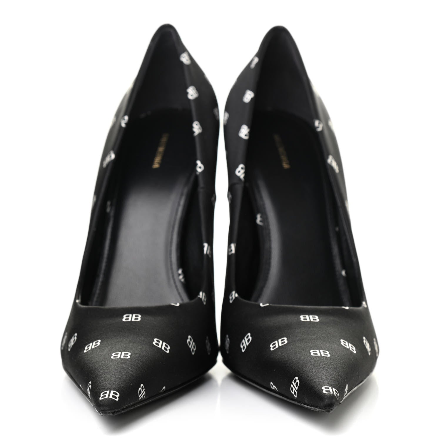Balenciaga Crepe Satin BB Allover Logo Knife 100mm Pumps 40 Black 2 of 10