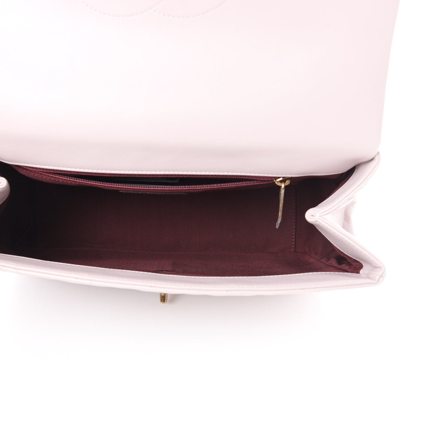 Calfskin Quilted Large Gold Bar Top Handle Flap Light Pink
