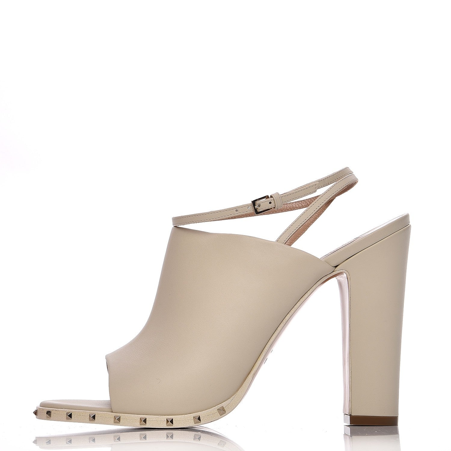 Valentino Garavani Calfskin Rockstud Mules Slingbacks 41 Ivory 2 of 18