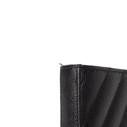 Saint Laurent Grain De Poudre Matelasse Chevron Monogram Chain Wallet Black 10 of 11