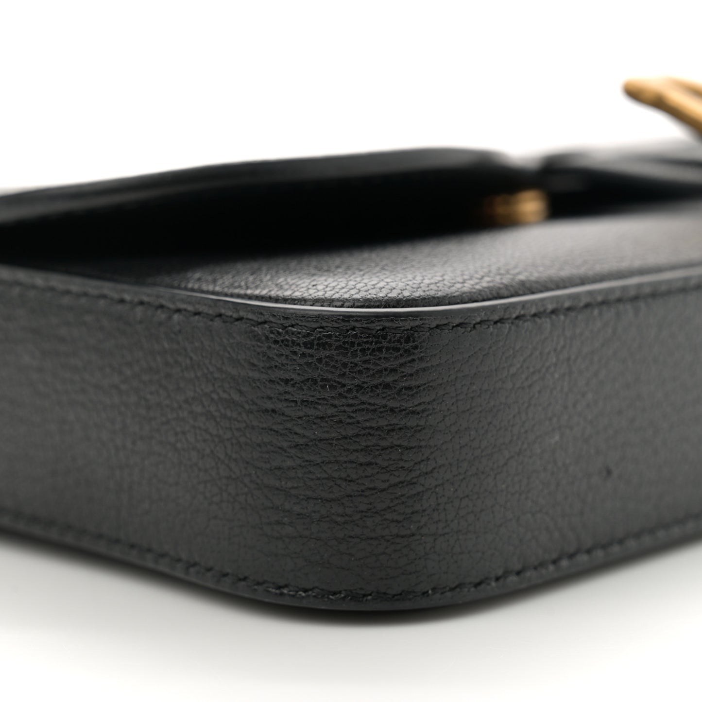Goatskin Medium Saddle Pouch With Chain Black