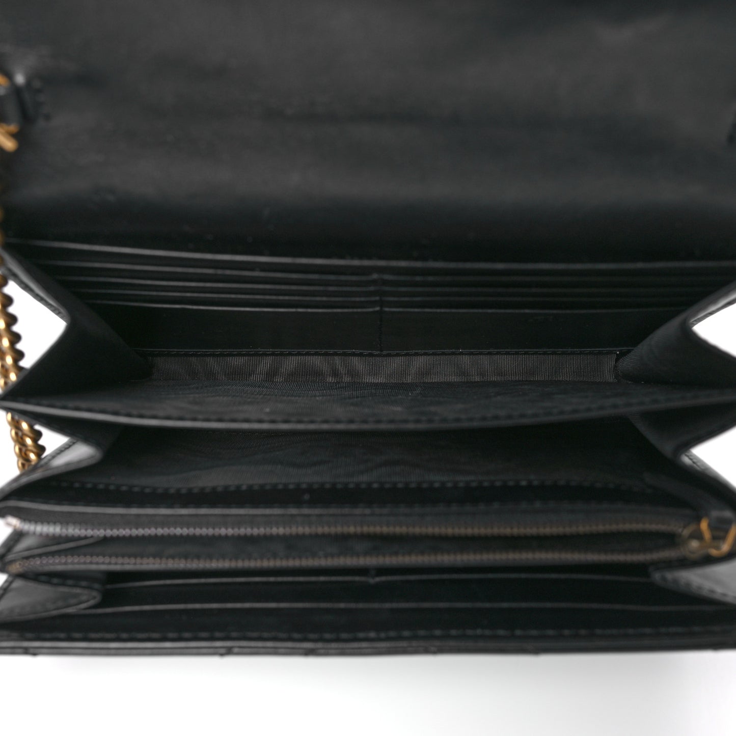 Calfskin Matelasse GG Marmont Chain Wallet Black