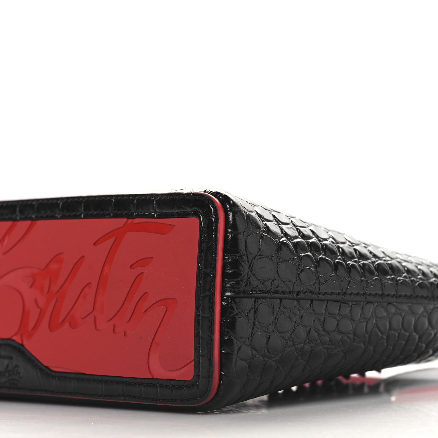 Christian Louboutin Calfskin Crocodile Embossed Mini East West
