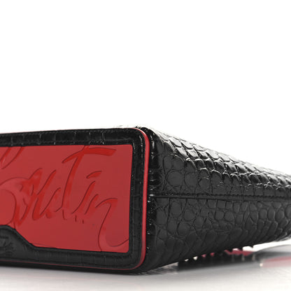 Christian Louboutin Calfskin Crocodile Embossed Mini East West Cabata Tote Black 10 of 10