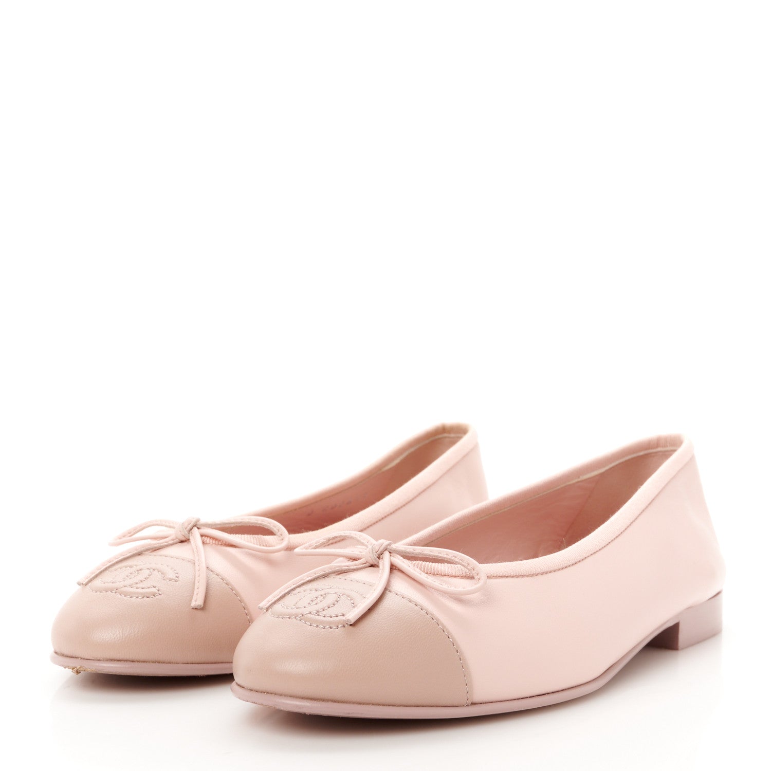 Chanel Lambskin Cap Toe CC Ballerina Flats 36.5 Light Pink Dark Pink 3 of 9