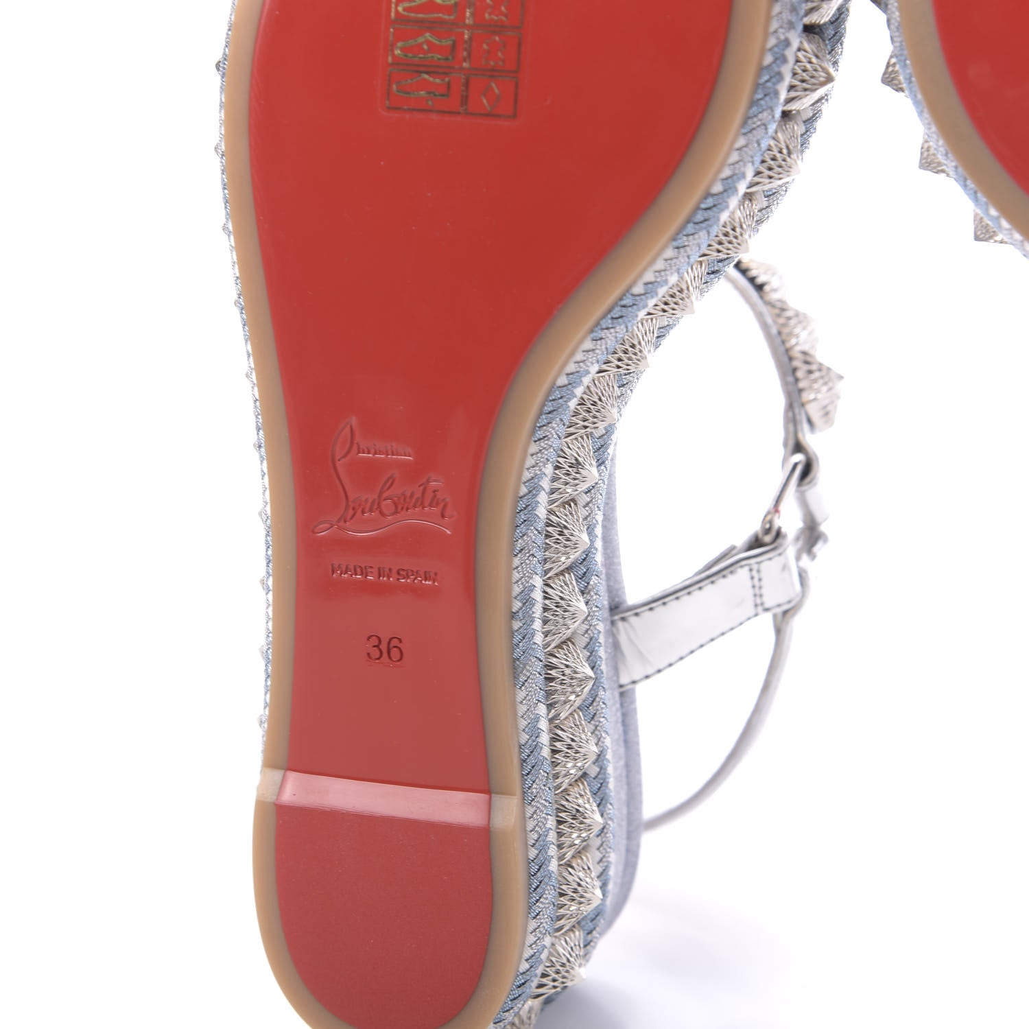 Christian Louboutin Patent Lurex Pira Ryad 60 Platform Sandals 36 Silver Blue 9 of 11
