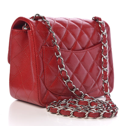 Chanel Caviar Quilted Mini Square Flap Red 3 of 10