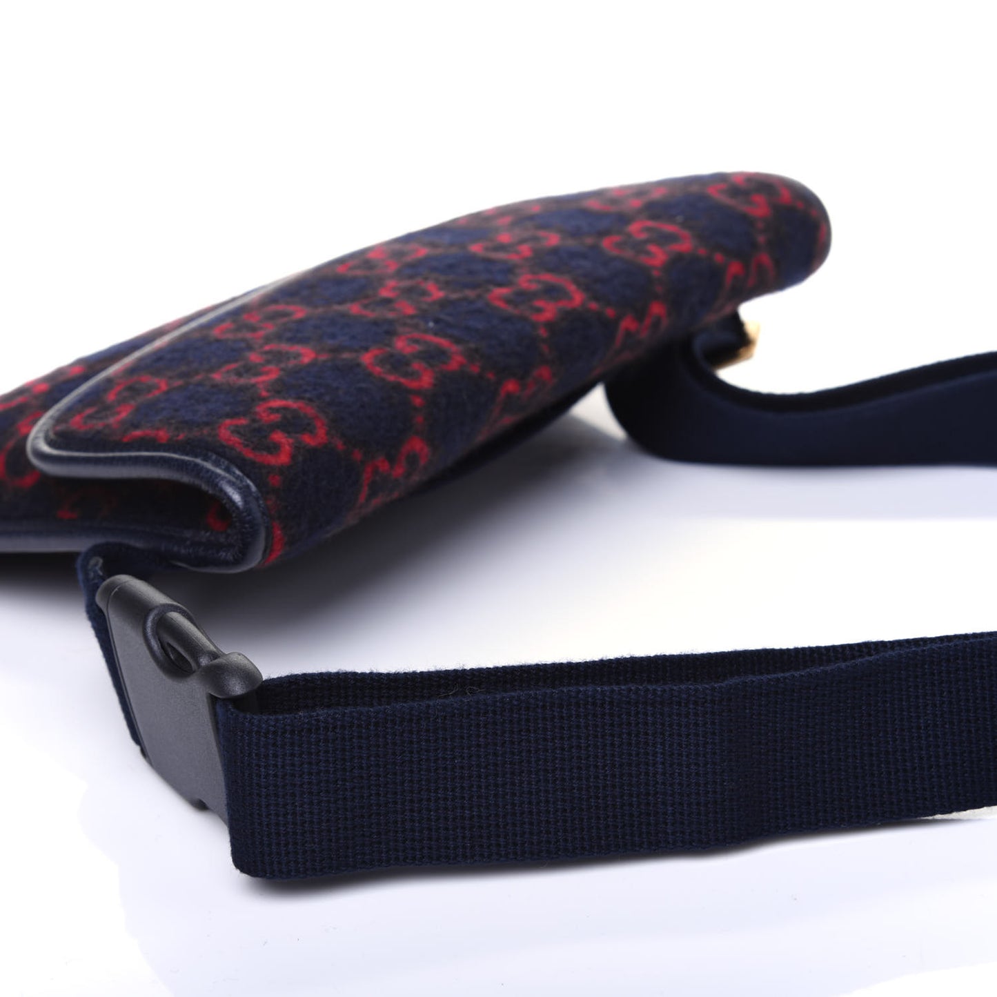 Covered Wool GG Monogram Slim Belt Bag Navy Red