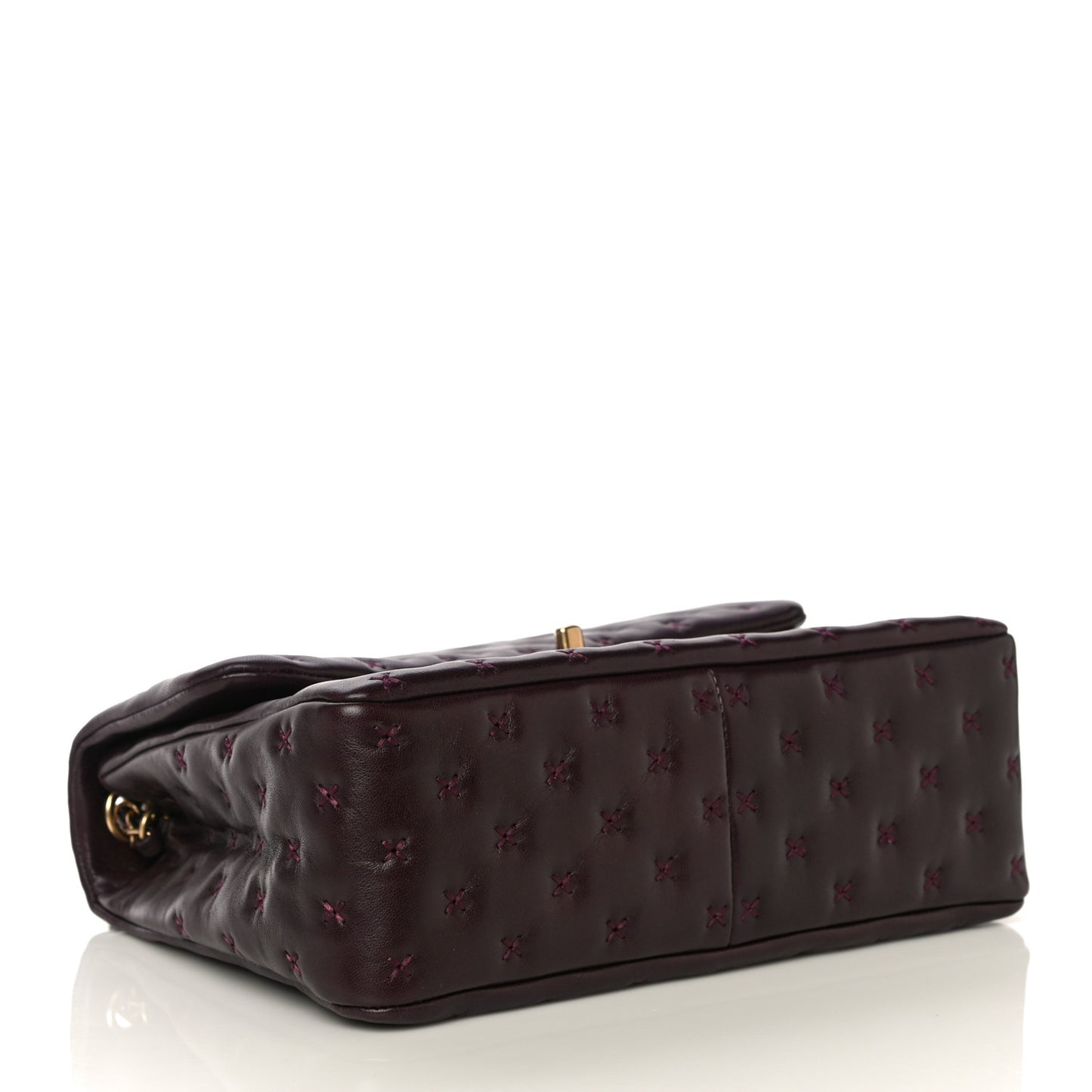 Lambskin Cross Stitch Small Coco Handle Flap Burgundy
