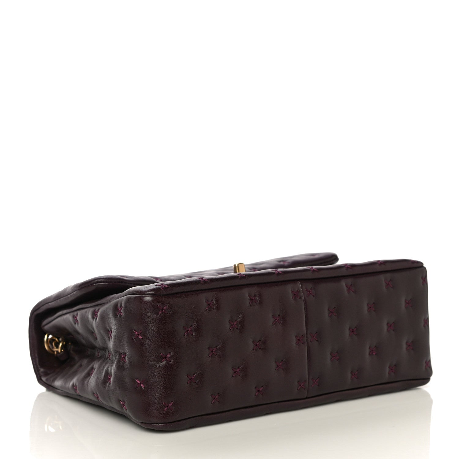 Chanel Lambskin Cross Stitch Small Coco Handle Flap Burgundy 4 of 14